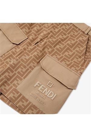 Beige stretch gabardine junior Bermudas FENDI KIDS | JMF462AQSPF1F4G